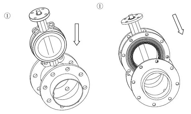 開關(guān)型電動(dòng)蝶閥安裝示意圖 開關(guān)型電動(dòng)蝶閥安裝示意圖